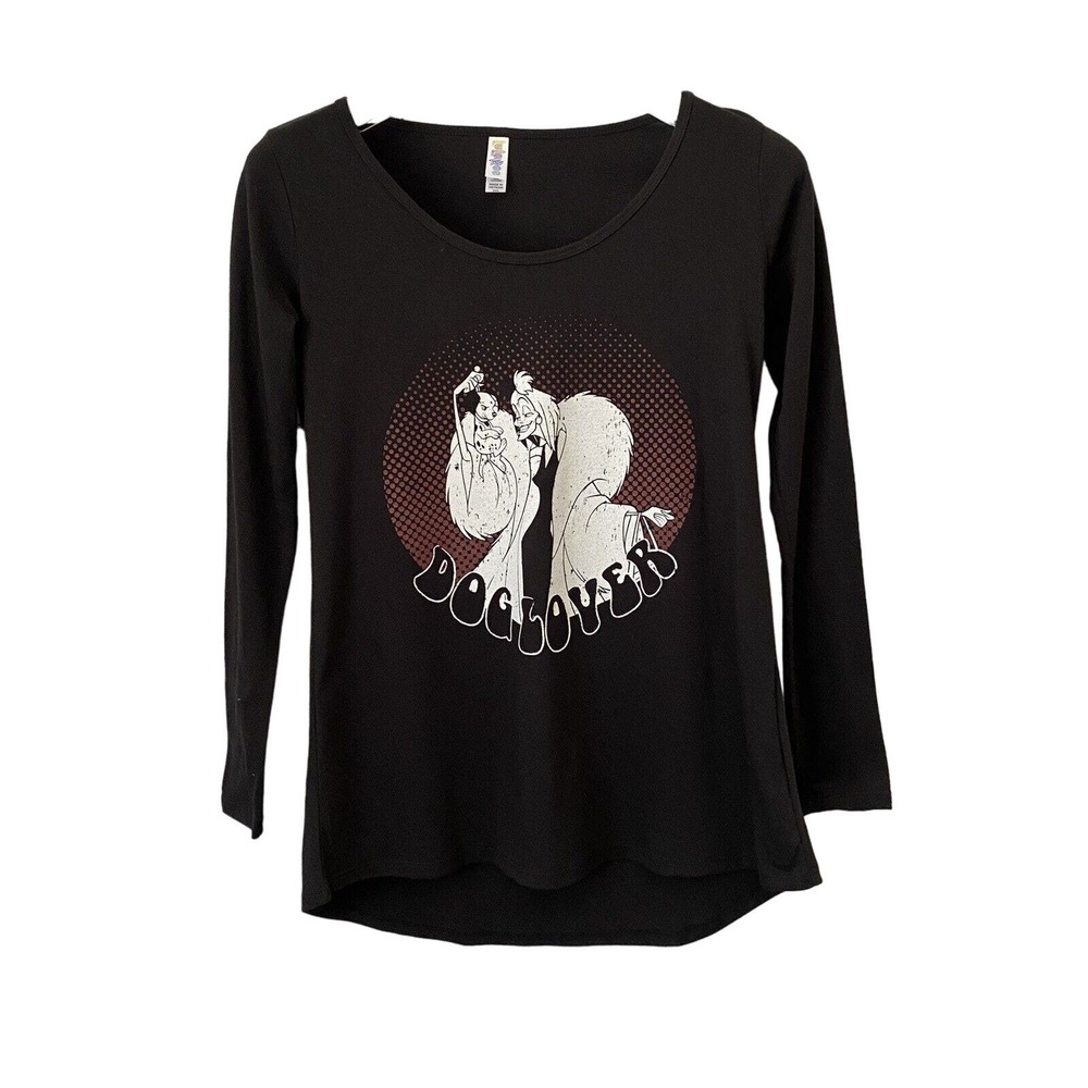 ๐ต Lularoe Lynnae Dog Lover Disney Cruella 101 Dalmations Top Shirt NWT - XXS